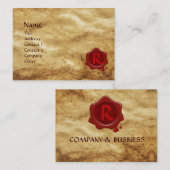 ANTIQUE PARCHMENT, ROTES WAX SIEGEL MONOGRAM VISITENKARTE (Vorne/Hinten)