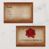 ANTIQUE PARCHMENT, ROTES WAX SIEGEL MONOGRAM VISITENKARTE (Vorne/Hinten)