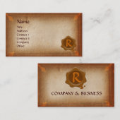 ANTIQUE PARCHMENT, SIEGEL-MONOGRAMM VISITENKARTE (Vorne/Hinten)