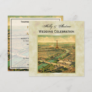 Antique Paris Not leidende BG #3 SQ Hochzeit Einladung