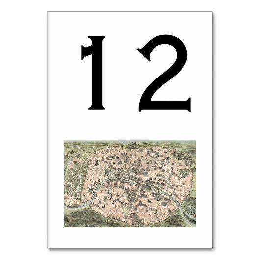 Antique Paris Street Map DIY BG Tischnummer (Rückseite)