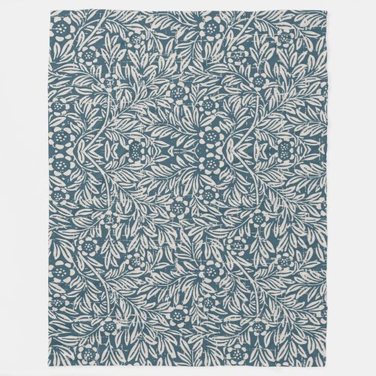 Antique Pattern of Worn out Leaves Blue Background Fleecedecke (Vorderseite)