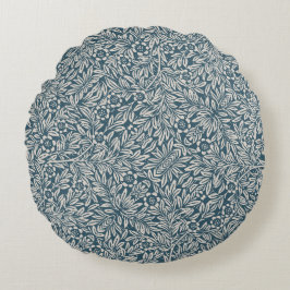 Antique Pattern of Worn out Leaves Blue Background Rundes Kissen