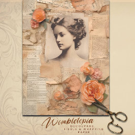 Antique Peach Ephemera Viktorianisch Blossom Dekou Seidenpapier