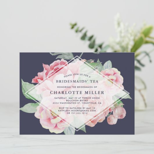 Antique Peony Bridesmaids - Einladung (Stehend Vorderseite)