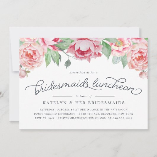 Antique Peony Bridesmaids Luncheon Einladung (Vorderseite)