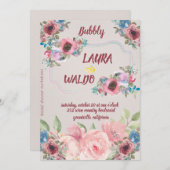 Antique Peony Bubbly Brautparty Foil Einladung (Vorne/Hinten)