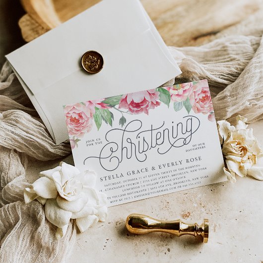 Antique Peony Twins Einladungen feiern