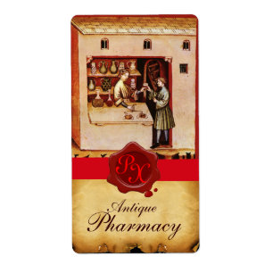 ANTIQUE PHARMACY RED WAX SEAL MONOGRAM