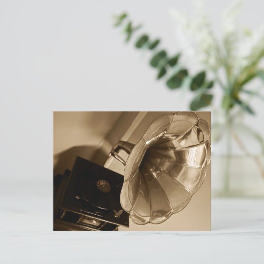 Antique Phonograph Gramophone gibt Musik Liebhaber Postkarte (Stehend Vorderseite)