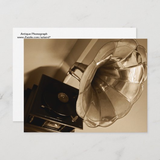 Antique Phonograph Gramophone gibt Musik Liebhaber Postkarte (Vorne/Hinten)