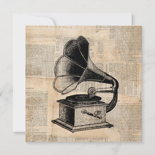 Antique Phonograph Talk Machine Music Art Einladung (Vorderseite)