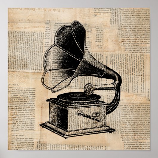 Antique Phonograph Talk Machine Music Art Poster (Vorne)