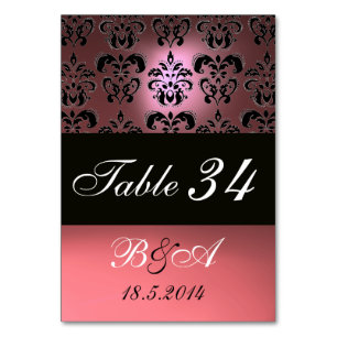 ANTIQUE PINK BLACK CLASSY DAMASK MONOGRAM TISCHNUMMER