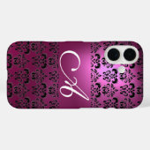 ANTIQUE PINK BLACK DAMASK MONOGRAM Case-Mate iPhone HÜLLE (Rückseite (Horizontal))