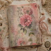 Antique Pink Floral, Ephemere, Script Decoupage Seidenpapier