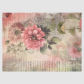 Antique Pink Floral, Ephemere, Script Decoupage Seidenpapier (Vorderseite)