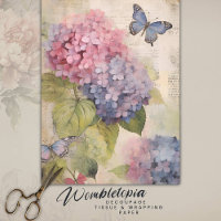 Antique Pink Lila Hydrangea Ephemera Decoupage