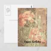 Antique Poppies Geburtstagskarte Postkarte (Vorne/Hinten)
