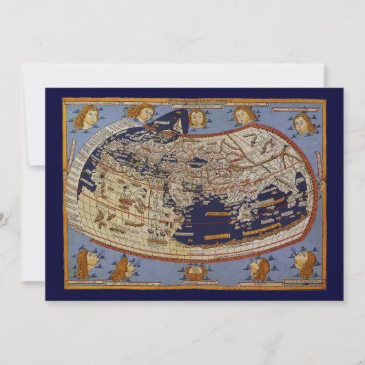 Antique Ptolemaic World Map, Johannes von Arnsheim Einladung (Vorderseite)