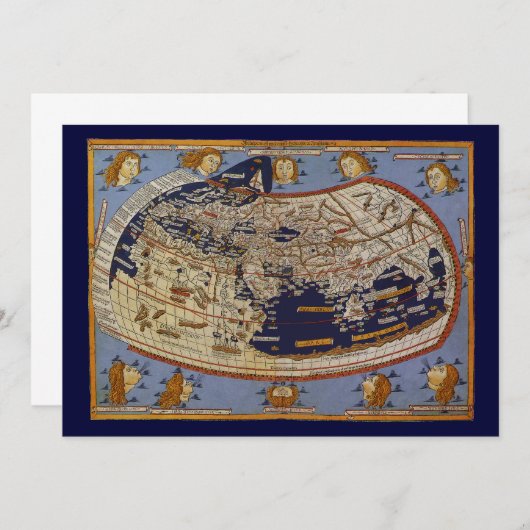 Antique Ptolemaic World Map, Johannes von Arnsheim Einladung (Vorne/Hinten)