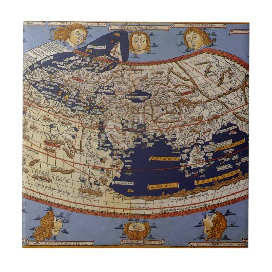 Antique Ptolemaic World Map, Johannes von Arnsheim Fliese (Vorderseite)