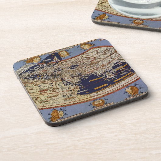 Antique Ptolemaic World Map, Johannes von Arnsheim Getränkeuntersetzer (Linke Seite)