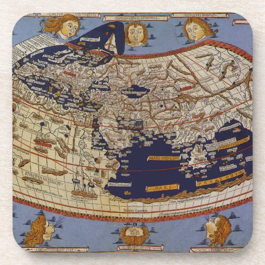 Antique Ptolemaic World Map, Johannes von Arnsheim Getränkeuntersetzer (Vorderseite)
