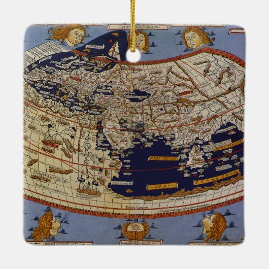 Antique Ptolemaic World Map, Johannes von Arnsheim Keramikornament (Rückseite)