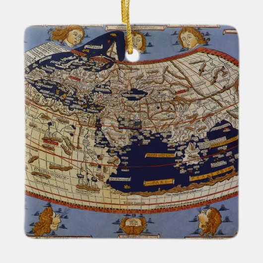 Antique Ptolemaic World Map, Johannes von Arnsheim Keramikornament (Vorderseite)