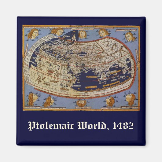 Antique Ptolemaic World Map, Johannes von Arnsheim Magnet (Vorne)