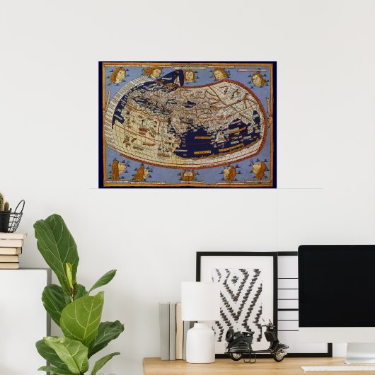 Antique Ptolemaic World Map, Johannes von Arnsheim Poster (Heimbüro)