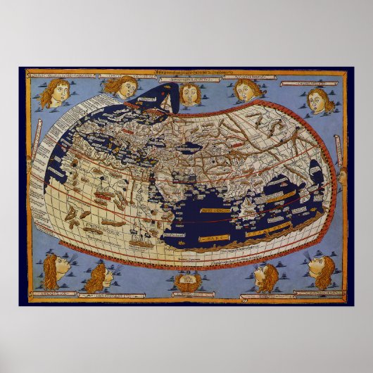 Antique Ptolemaic World Map, Johannes von Arnsheim Poster (Vorne)