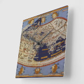 Antique Ptolemaic World Map, Johannes von Arnsheim Quadratische Wanduhr (Winkel)
