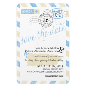 Antique Puerto Rico Airmail Save the Date Magnet