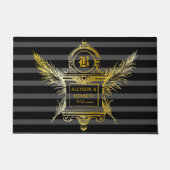 Antique Quill Feathers Classic Gold Frame Monogram Fußmatte (Vorderseite)