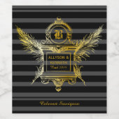Antique Quill Feathers Classic Gold Frame Monogram Weinetikett (Einzelnes Label)