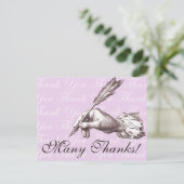 Antique Quill Point Pen schreibt einen Dankeschön- Postkarte (Stehend Vorderseite)