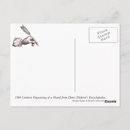 Antique Quill Point Pen schreibt einen Dankeschön- Postkarte (Rückseite)