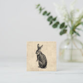 Antique Rabbit Illustration Bunny Art mit Script Begleitkarte (Stehend Vorderseite)