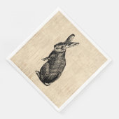 Antique Rabbit Illustration Bunny Art mit Script Serviette (Ecke)