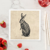 Antique Rabbit Illustration Bunny Art mit Script Serviette (Beispiel)