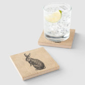 Antique Rabbit Illustration Bunny Art und Weise mi Steinuntersetzer (Seitenansicht)