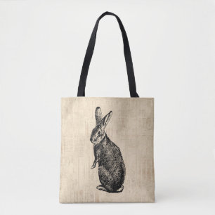 Antique Rabbit Illustration Bunny Art und Weise mi Tasche