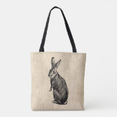 Antique Rabbit Illustration Bunny Art und Weise mi Tasche (Rückseite)