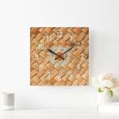 Antique Ratan Rattan Dekor - Western Quadratische Wanduhr (Zuhause)