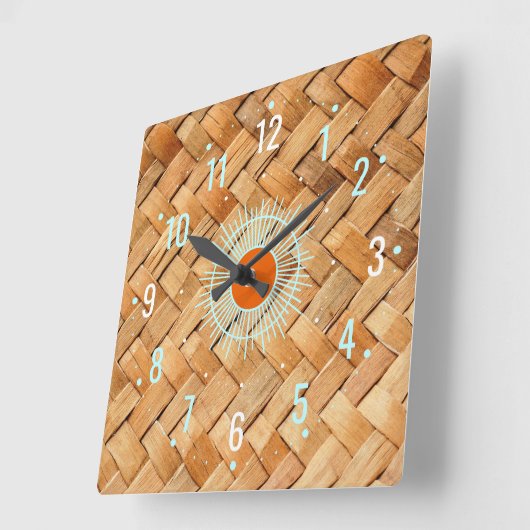 Antique Ratan Rattan Dekor - Western Quadratische Wanduhr (Winkel)