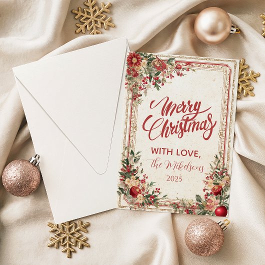 Antique Red Berry Baroque Christmas Feiertagskarte