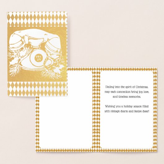 Antique Red Christmas Telefone Geschenk Folienkarte (Anzeige)