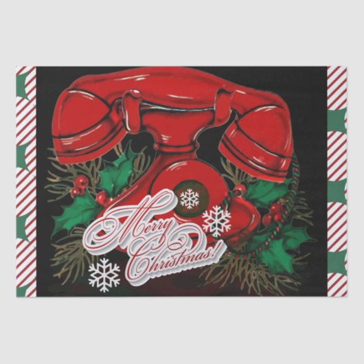 Antique Red Christmas Telefone Geschenk Seidenpapier (Vorderseite)